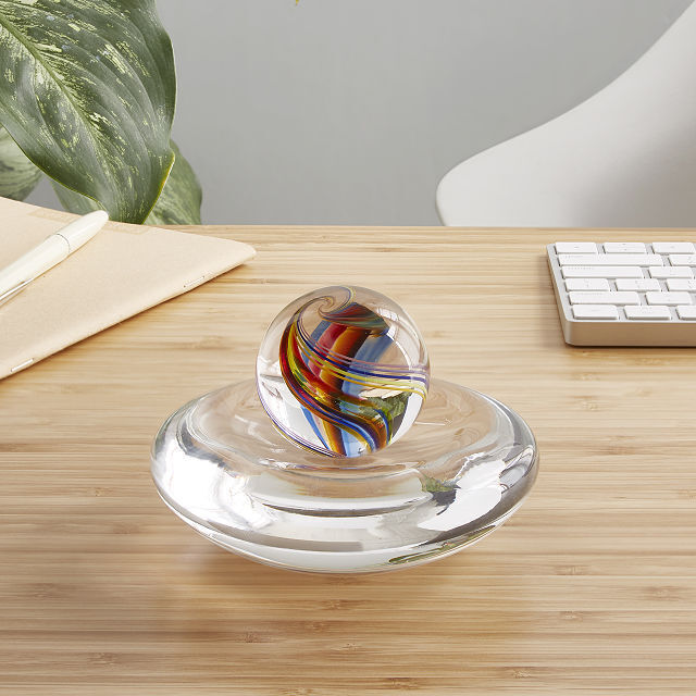 Glass rainbow marble spinner